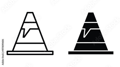 Comparison of a filled and an outline pyramid with internal structural lines