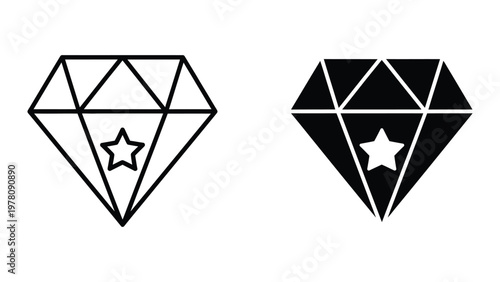 Contrasting geometric diamond shapes with central star motifs in black and white design