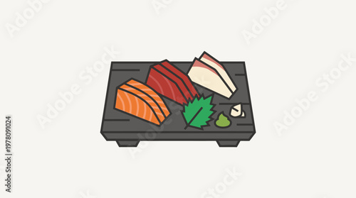 Minimalist Sashimi Platter on a Wooden Tray