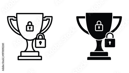 Trophies representing security and achievement with padlocks