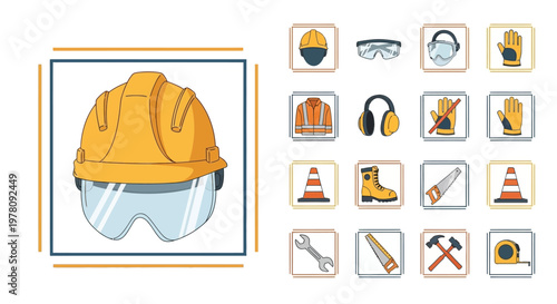 Yellow Hard Hat with Safety Goggles.
