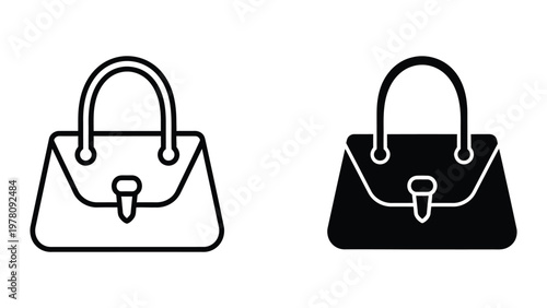 Contrasting handbags in black and white minimalist line art style