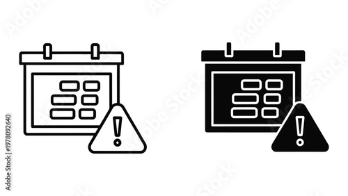 Warning icons displayed on calendar illustrations with different styles