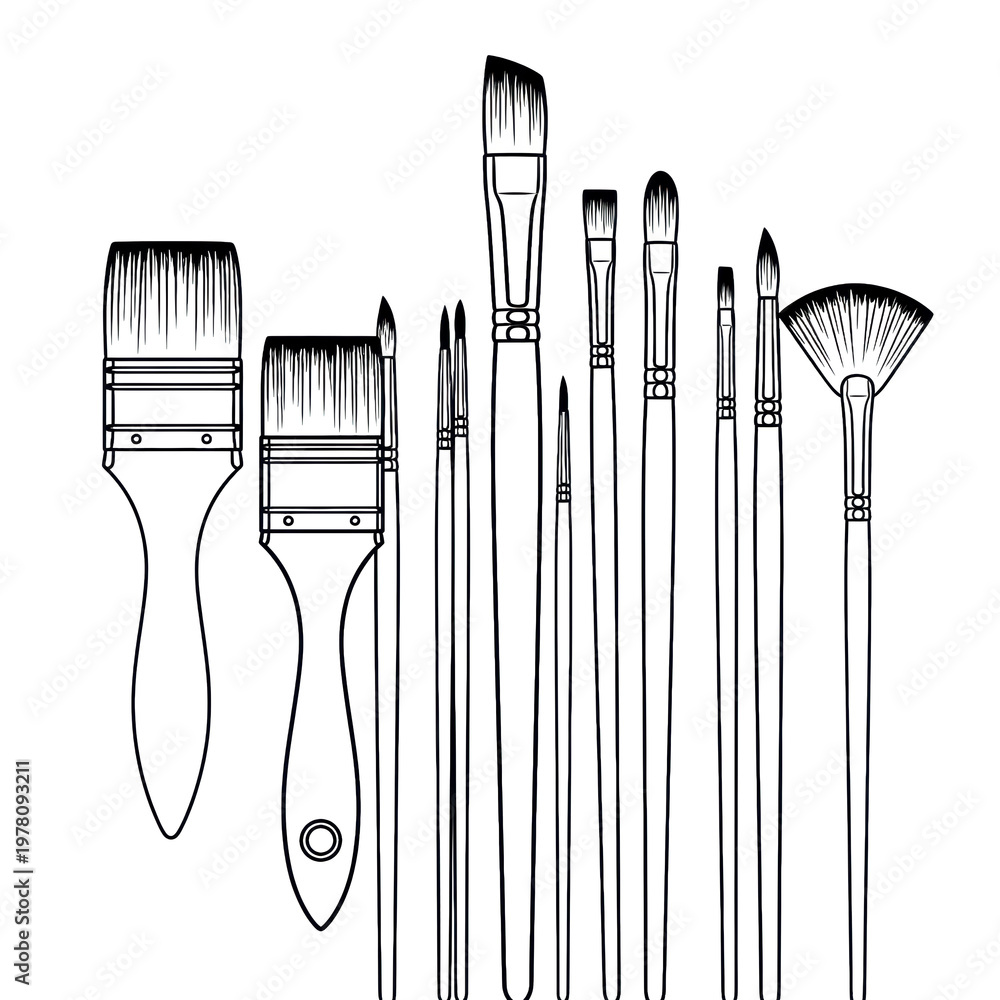 custom made wallpaper toronto digitalMonochrome paintbrush collection silhouette