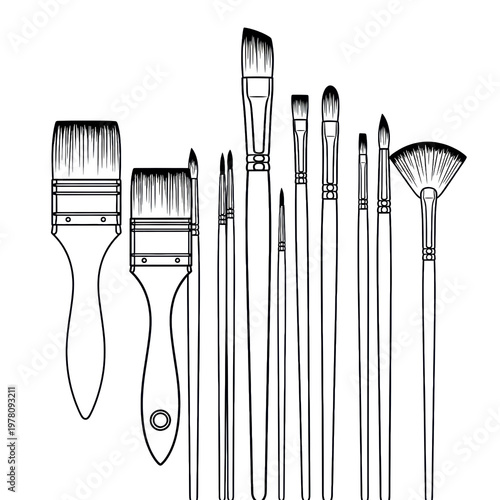 Wallpaper Mural Monochrome paintbrush collection silhouette Torontodigital.ca