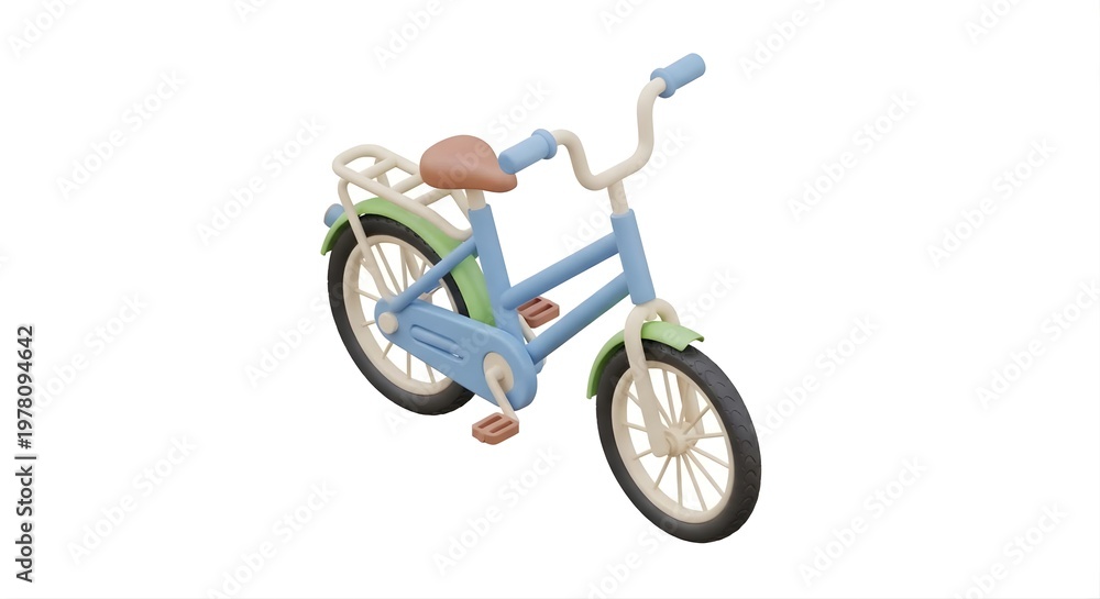 Fototapeta premium Cute 3D Cartoon Bicycle Illustration