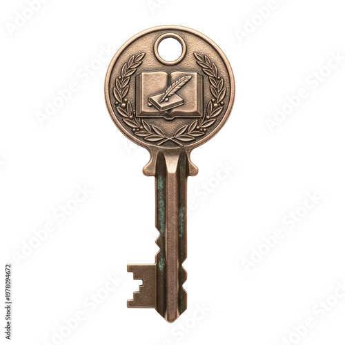 Wallpaper Mural Antique brass key with scholarly emblem Torontodigital.ca