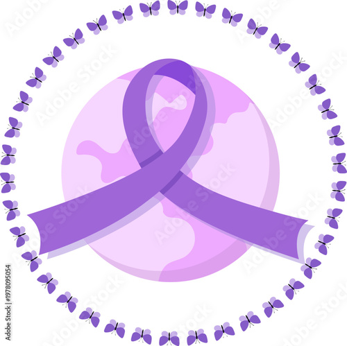 Purple Ribbon Awareness Emblem