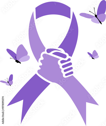Purple Awareness Ribbon with Hands