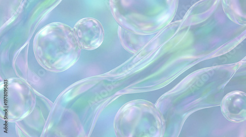 Abstract Iridescent biological particles floating in a liquid microscopic space