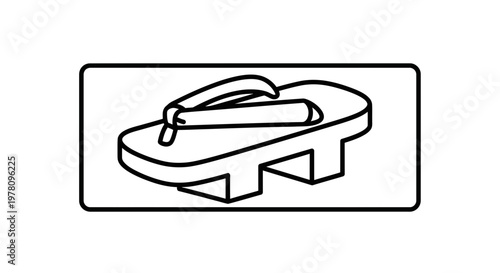Traditional Japanese Geta Sandal Icon, Outline Vector Art