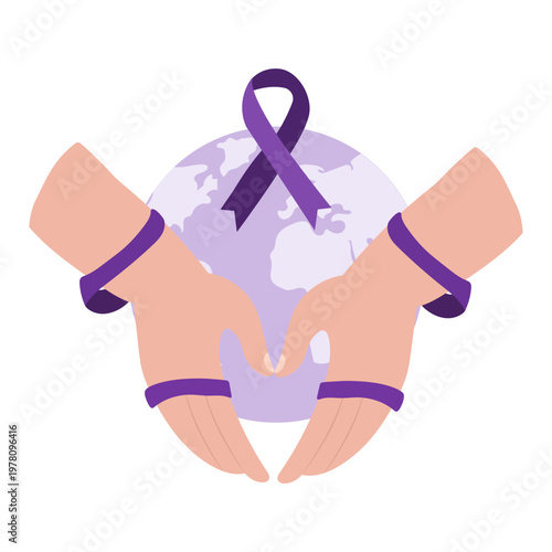 Global Awareness Purple Ribbon Hands