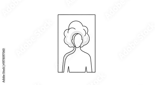 Abstract Silhouette of Person with Voluminous Hair, Minimalist Line Art
