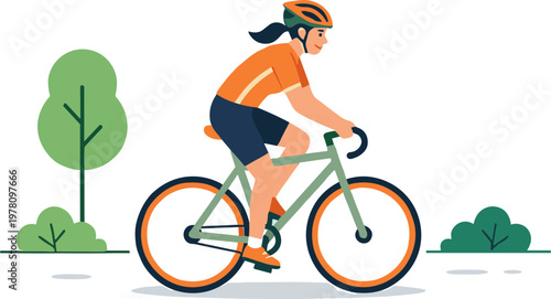 Cyclist rides bike through scenic outdoor route with trees and bushes nearby