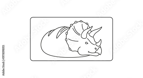Triceratops Dinosaur Outline Illustration - Ancient Reptile Vector Art