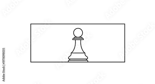 Minimalist Chess Pawn Silhouette on White Background, Strategy Game Piece