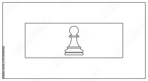 Minimalist Chess Pawn Silhouette on White Background, Strategic Game Piece Icon