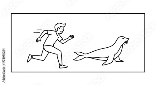 Man Running Away From Seal