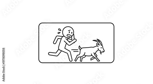 Man Running Scared from Aggressive Goat, Funny Animal Attack, Humorous Chase Scene