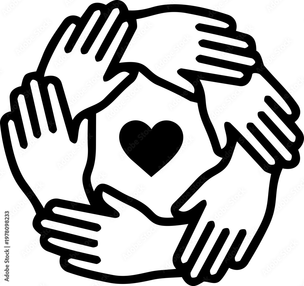 Obraz premium Minimalist Supportive Community Connection Icon