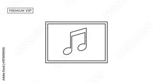Simple Music Note Icon on Screen, Digital Audio Symbol, Premium VIP Content