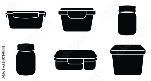 Practical kitchen storage collection featuring diverse food containers, meal prep boxes, and jars, ideal for efficient home organization, food preservation, and daily culinary visuals.