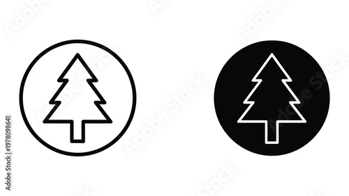 Contrasting tree symbols on different backgrounds in circular frames