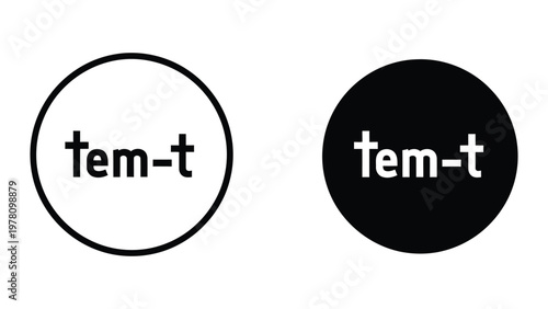 Contrast comparison of text on white and black circular backgrounds