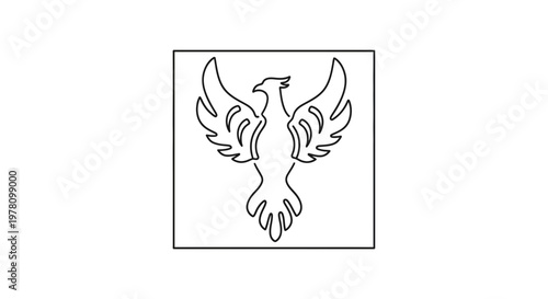 Phoenix Emblem, Mythical Bird Silhouette, Firebird Symbol, Heraldic Crest, Graphic Design