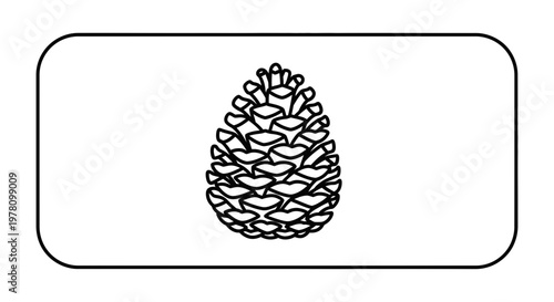Pine Cone Icon, Simple Outline Drawing, Natural Element, Vector Graphic