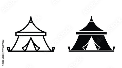 Comparison of a traditional tent and a modernized or filled tent illustration