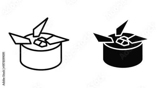 Illustration of a magician's hat revealing both a rabbit and a dove