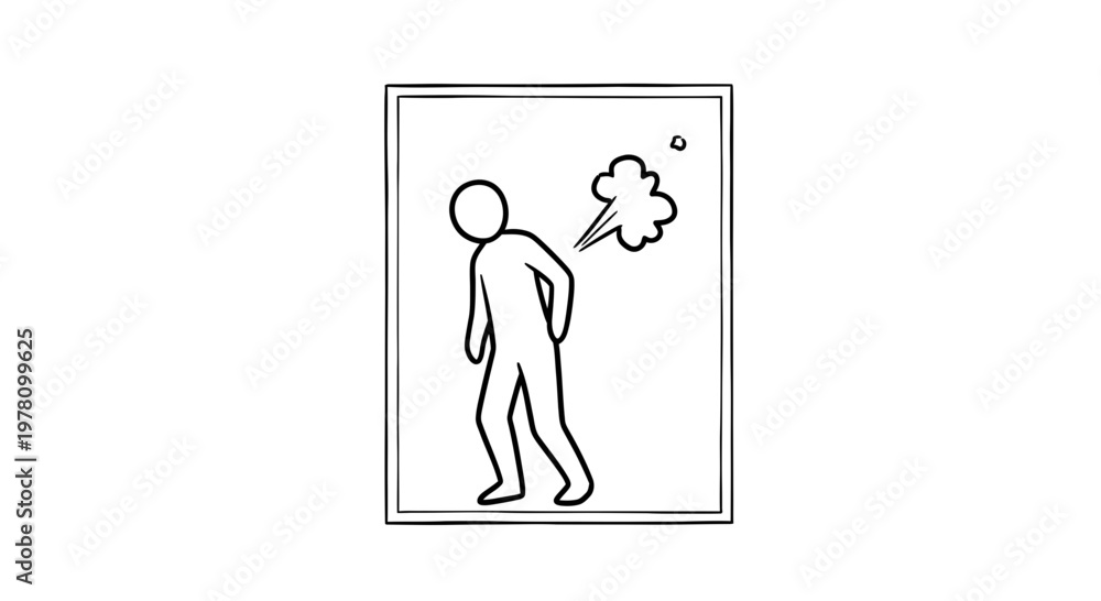 Fototapeta premium Man Farting Discreetly, Embarrassing Gas Cloud, Public Flatulence Humor