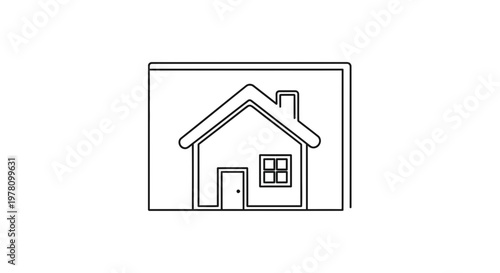 Minimalist House Outline Drawing, Simple Home Icon, Real Estate Concept