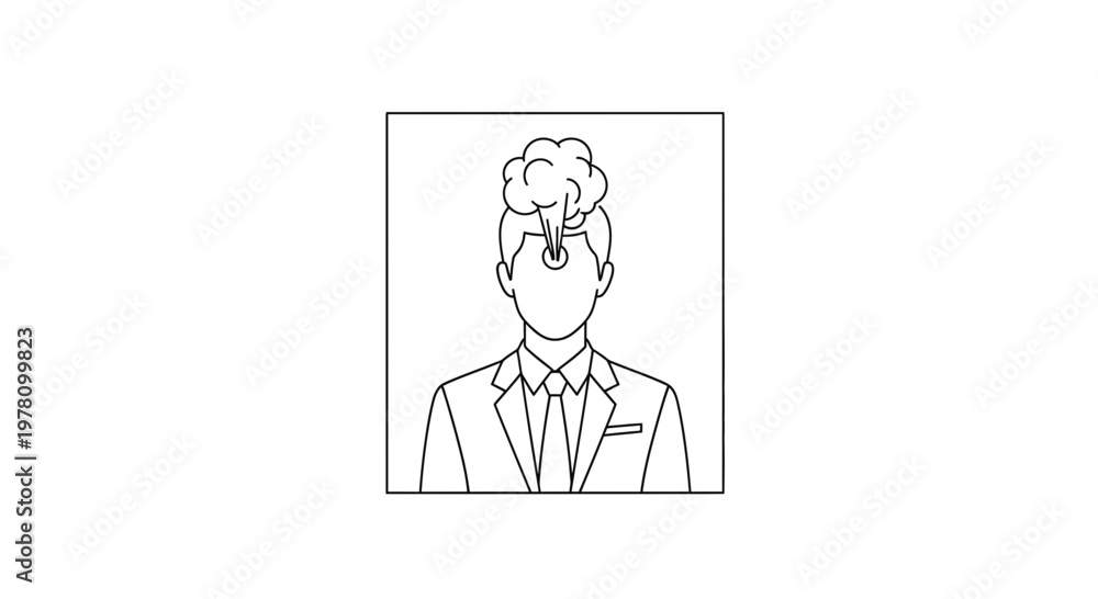Fototapeta premium Man in Suit with Smoke Coming Out of Head - Stress, Burnout, Overwhelmed Concept