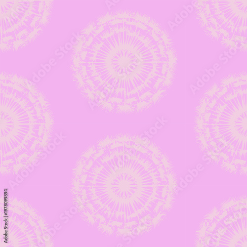 Pink floral circle seamless pattern on purple background