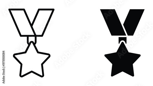 Comparison of outlined and filled military victory medals with stars