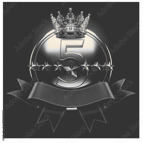 Silver Number Five Emblem