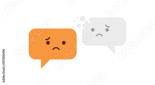 Angry speech bubbles, emoticon conversation, chat icons, vector