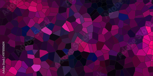 Quartz dark blue Broken Stained-Glass Background. Texture of geometric shapes with shadows and stoke. Dark colorful background with polygon or vector frame. Geometric Retro tiles pattern background.