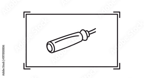 Hand-drawn illustration of a soldering iron, simple line art, tool icon, DIY concept