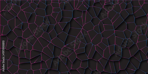 Abstract dark background of polygons in  colourful colors.Abstract mosaic background of triangle plates in black colors Geometric backlight decorative background for creative projects. 