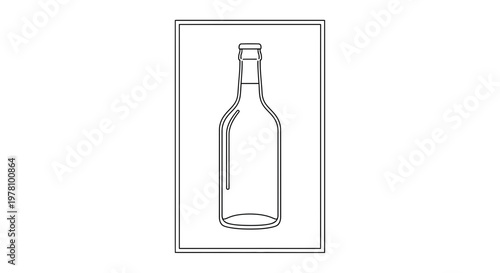 Minimalist Outline of a Glass Wine Bottle, Clean Design, Vector Art