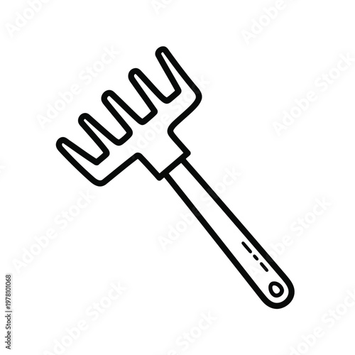 Rake Tool Illustration: This illustration captures a garden rake tool, essential for maintaining the grounds and the joy of gardening work. 