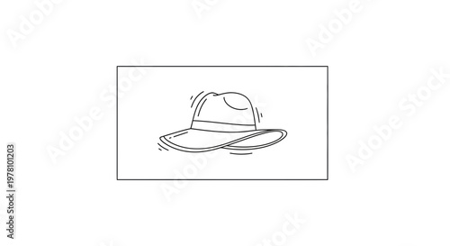 Hand-drawn sketch of a fedora hat, vintage style, isolated on white background