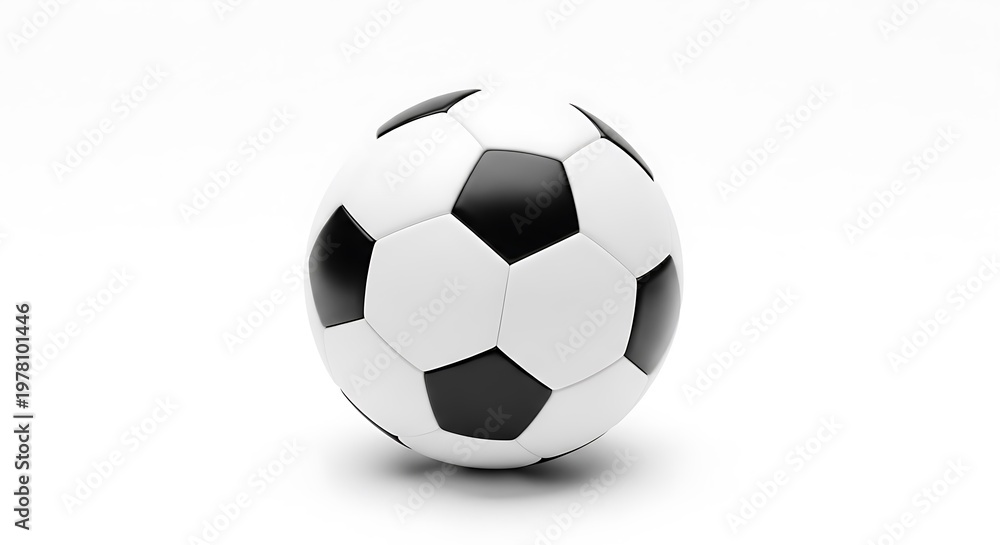 Naklejka premium 3D render of black and white soccer ball isolated on white background