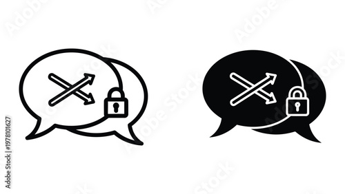 Comparison of secure and insecure communication symbols in speech bubbles