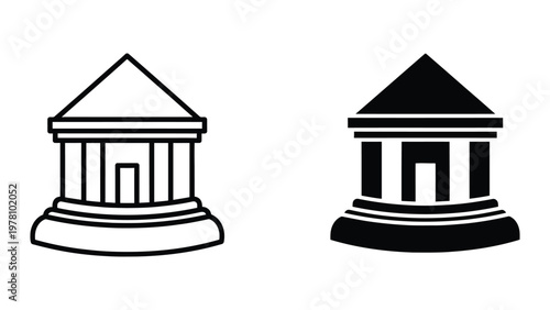 Contrast between traditional and modernized classical architecture icons