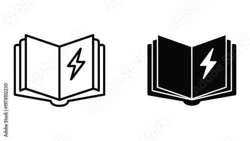 Contrast between traditional and modern knowledge representation with lightning symbols in books