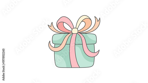Wrapped gift with pink ribbon bow.